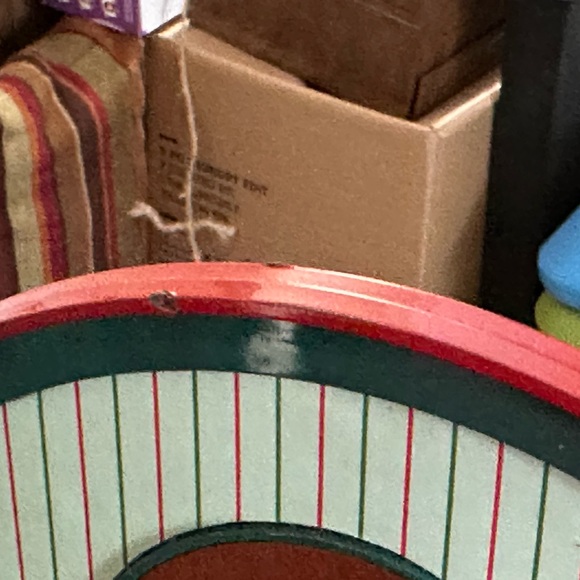 Cute Santa scene. Santa rocks and an elf looks at a box of toys. Missing cord. - Picture 4 of 12